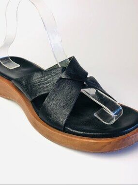 J. Crew Black Wooden Platform Slide Sandals | Size 10 | Good Condition